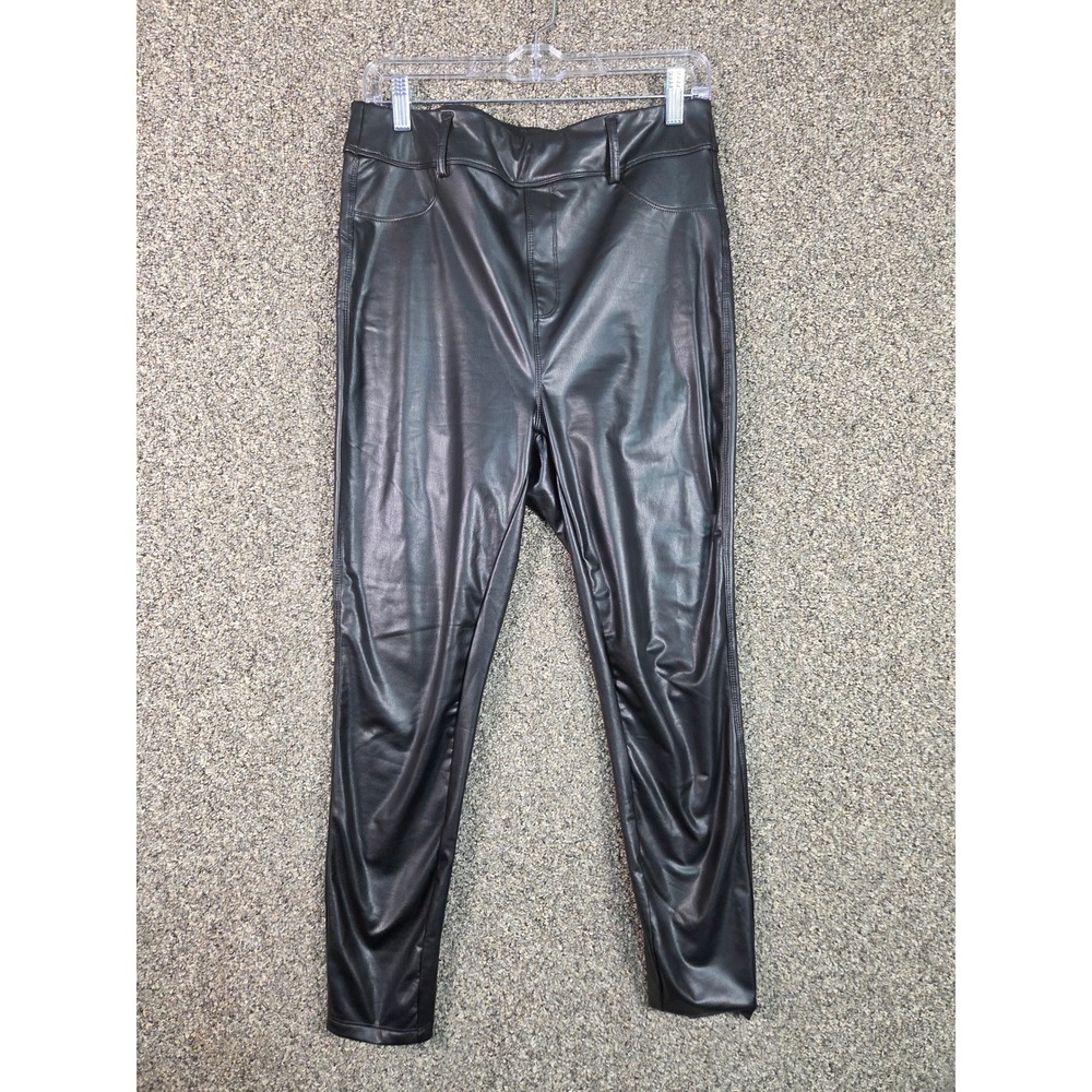 Halara Faux Leather Leggings Womens Size 7/8 Black High Waisted‎ Skinny Pants